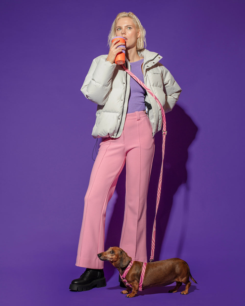 Hot Doggies pink wave design dog leash, fashionable and eco-conscious dog walking gear.