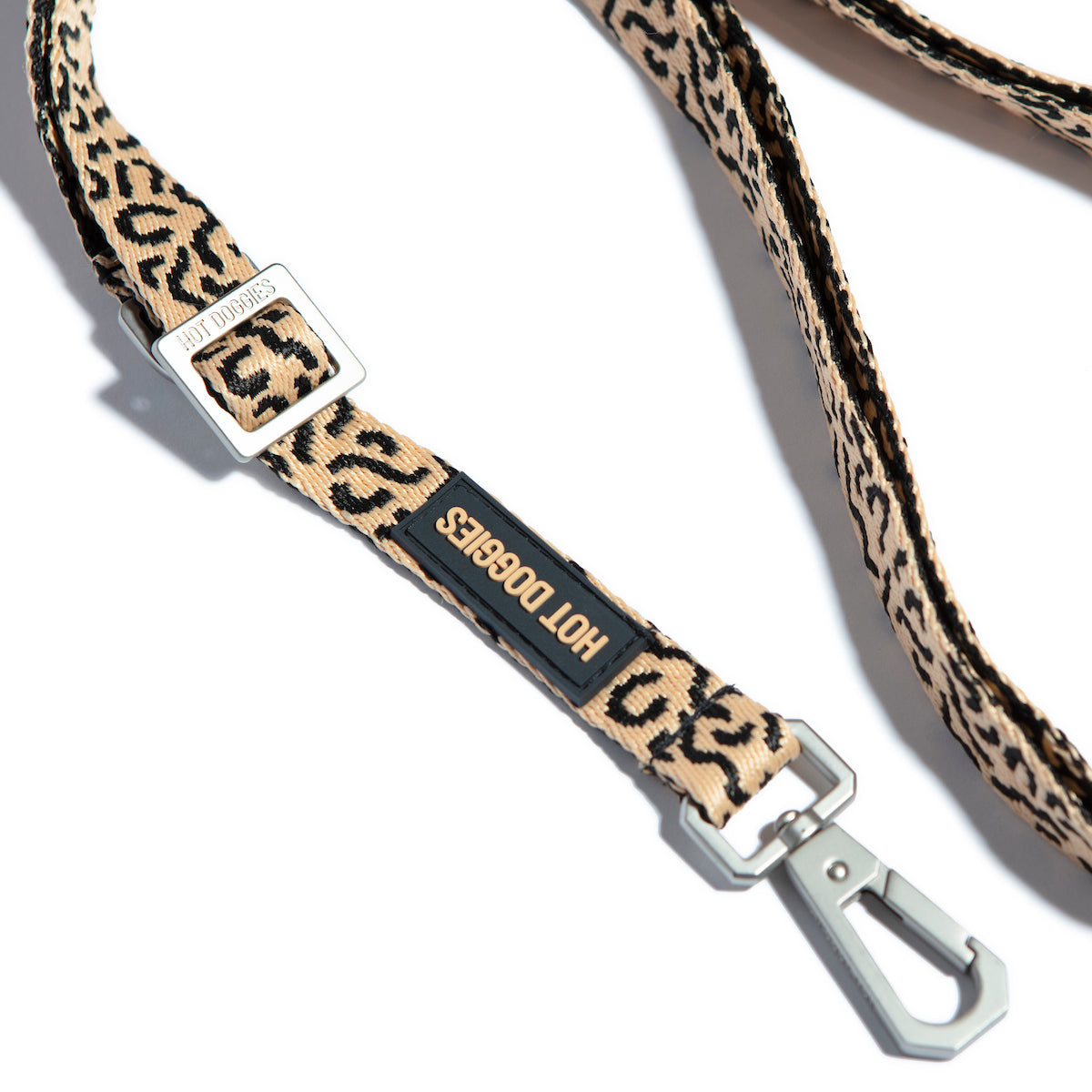 Hot-Doggies-Beige-Black-Dog-Leash-Premium-Zinc-Alloy-Hardware-Durable-Stylish