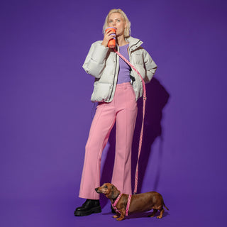 Hot Doggies pink wave design dog leash, fashionable and eco-conscious dog walking gear.