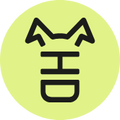 Hot Doggies Logo - Circular yellow icon with black dog design