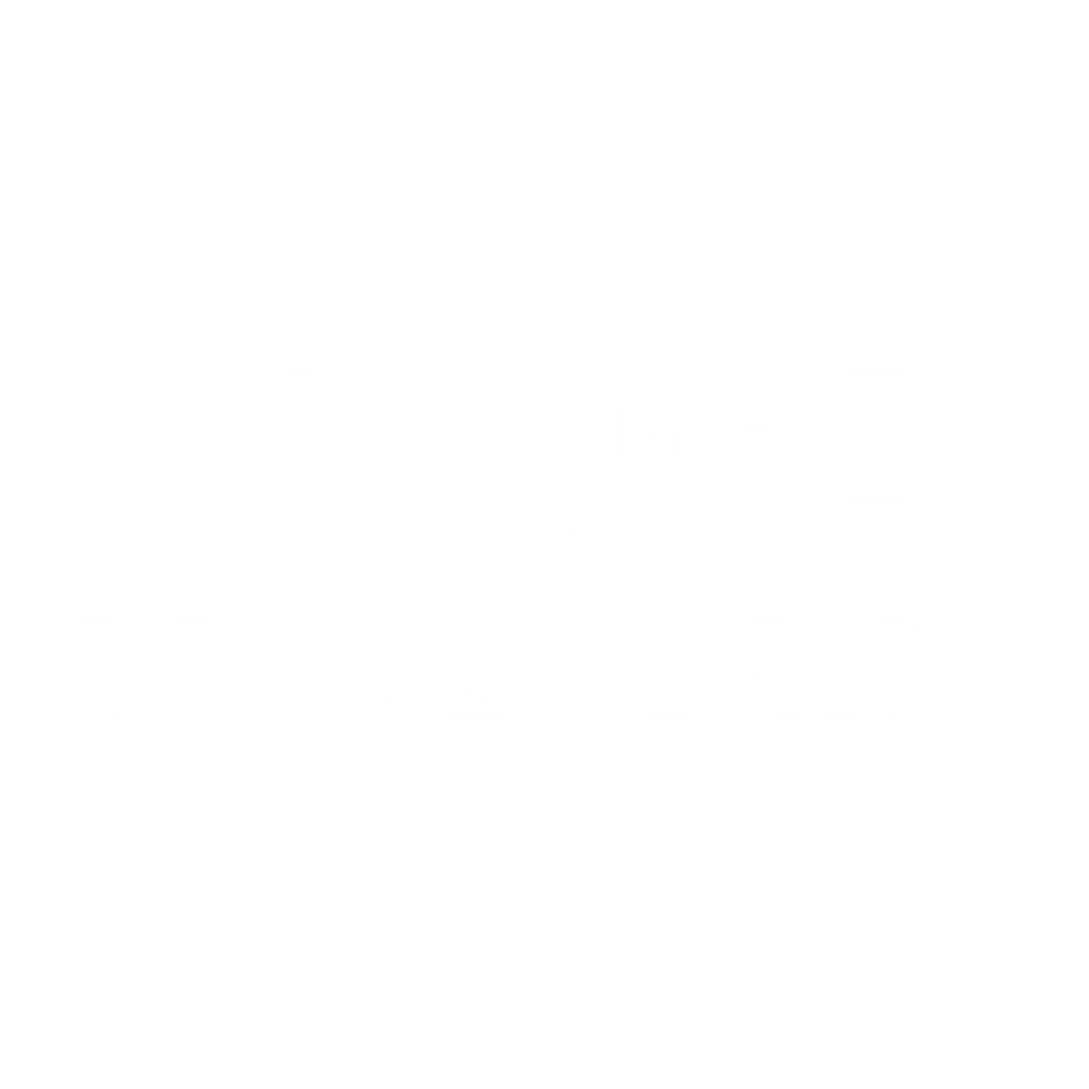 Hot Doggies Logo - Circular yellow icon with black dog design
