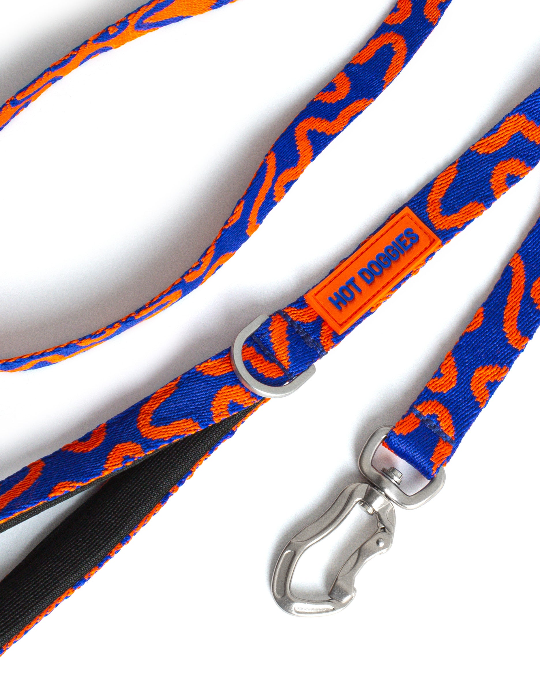 Dog CLASSIC LEASH ROCKY ELECTRIC with blue and orange pattern and 'Los Angeles Dodgers' branding on a white background.