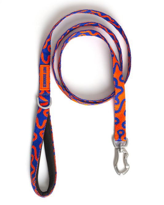 Dog CLASSIC LEASH ROCKY ELECTRIC with blue and orange pattern on a white background.