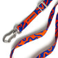 Dog HANDS-FREE LEASH ROCKY ELECTRIC with blue and orange pattern on a white background.