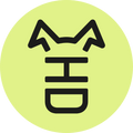 Hot Doggies Logo - Circular yellow icon with black dog design