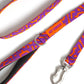 Close-up of metal hardware on Hot Doggies classic leash - purple-orange leash with durable metal clasp - high-quality pet leash