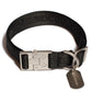 Hot Doggies Black Logo dog collar in all-black jacquard design with polished zinc alloy buckle and eco-friendly recycled polyester.