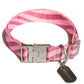 Hot Doggies Roxy Pink dog collar with zinc alloy buckle and eco-friendly recycled jacquard polyester.