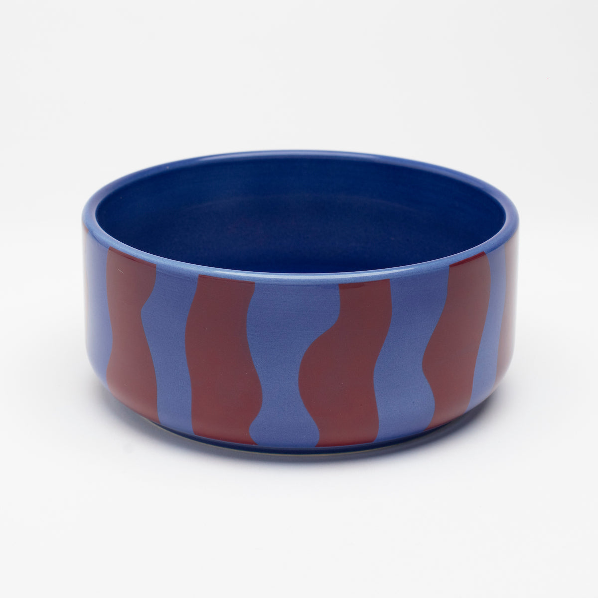 Hot Doggies Fusion Ceramic Bowl - blue and red stripes - durable, dishwasher-safe design for small and medium dogs