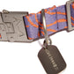 Detailed view of metal hardware (name tag) on Lily and Coral recycled high quality polyester collar, combining strength, durability, and design