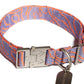 Lily and Coral woven high quality collar with a vibrant pattern and Hot Doggies name tag, fashionable for pets.