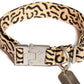 Flat lay of woven-collar-beige-black-c-shape-pattern-recycled-polyester, showcasing its stylish design.


